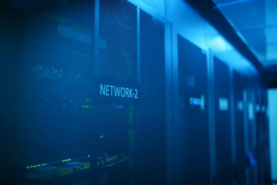A network of cloud servers connected by lines of data