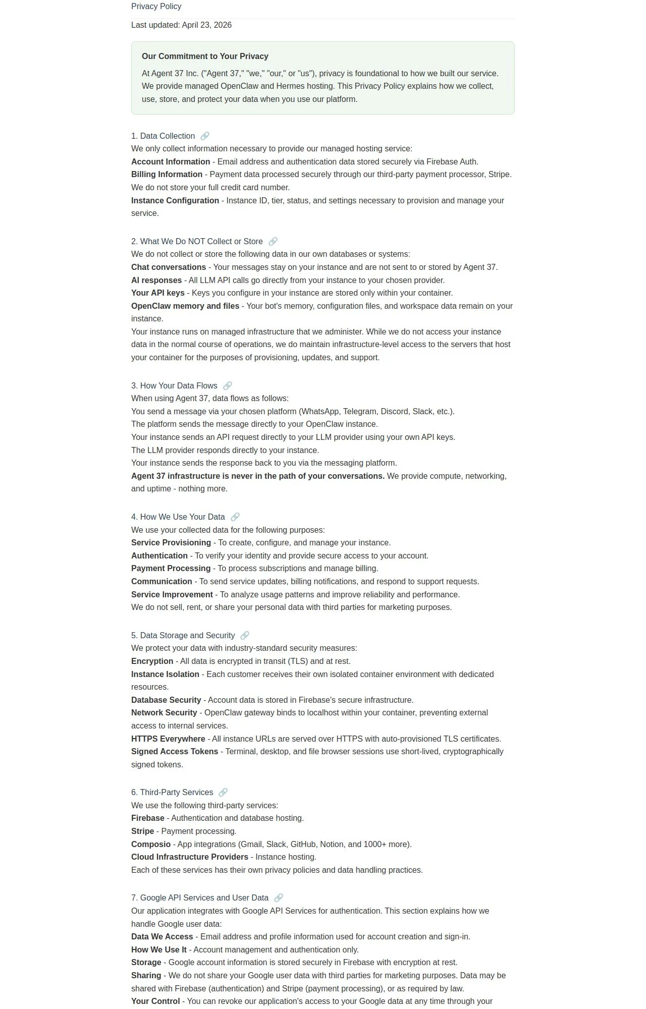 Evidence screenshot: Policy screenshot