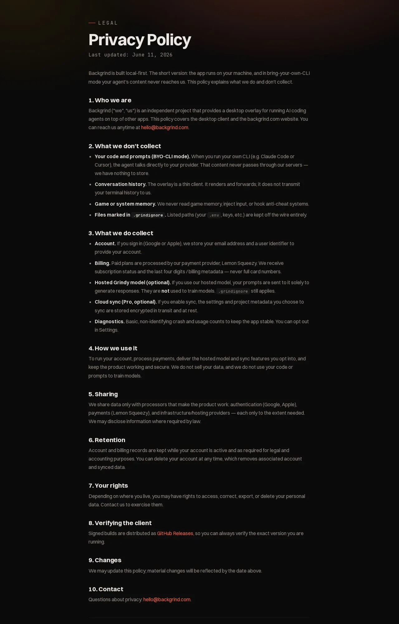 Evidence screenshot: Policy screenshot