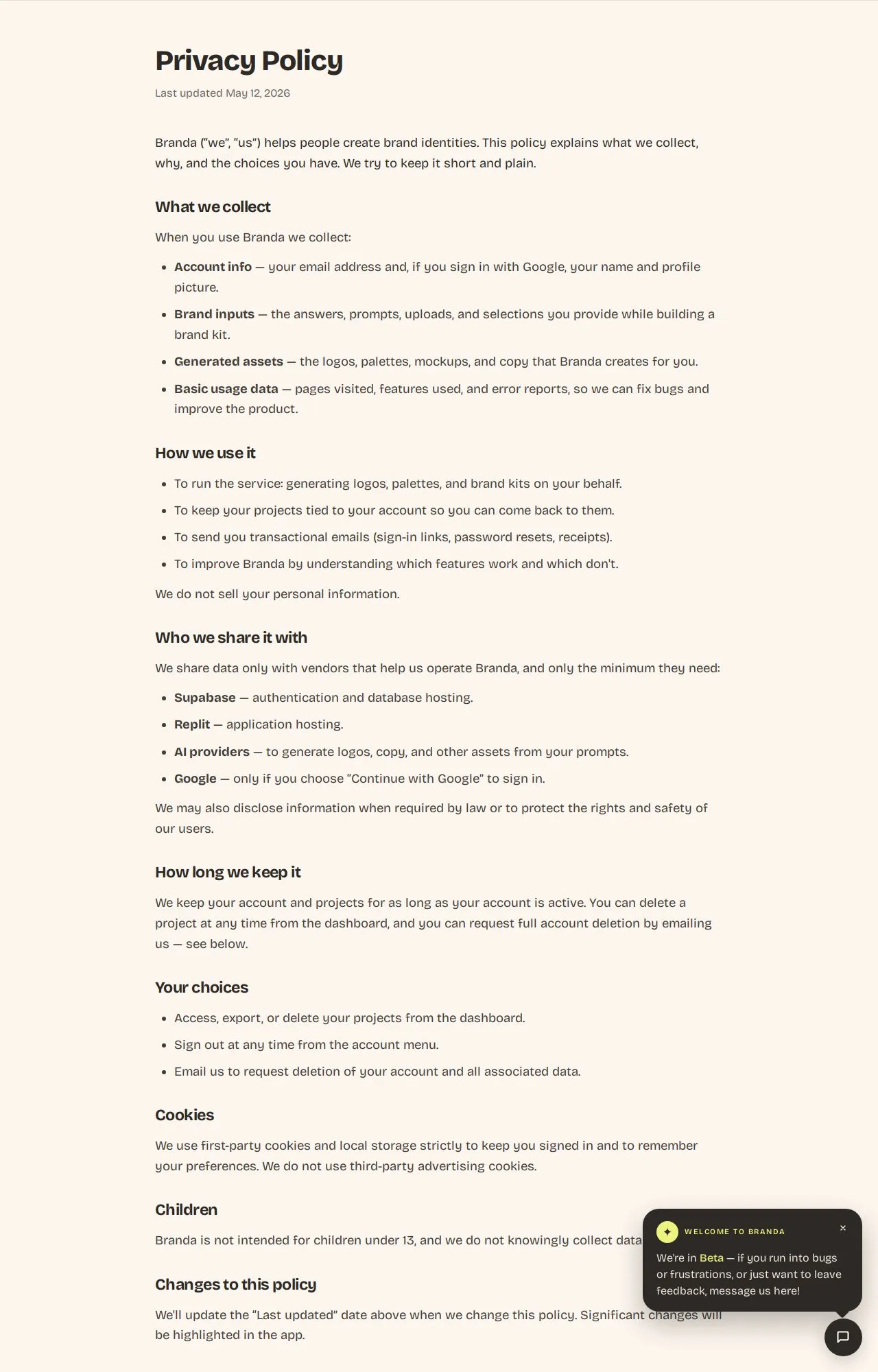 Evidence screenshot: Policy screenshot