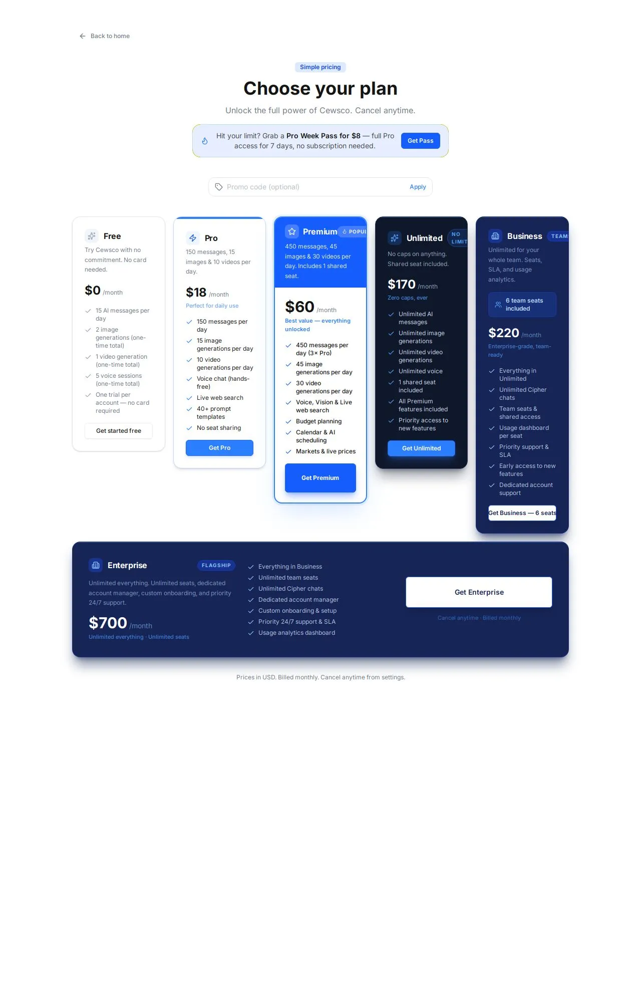 Evidence screenshot: Pricing screenshot