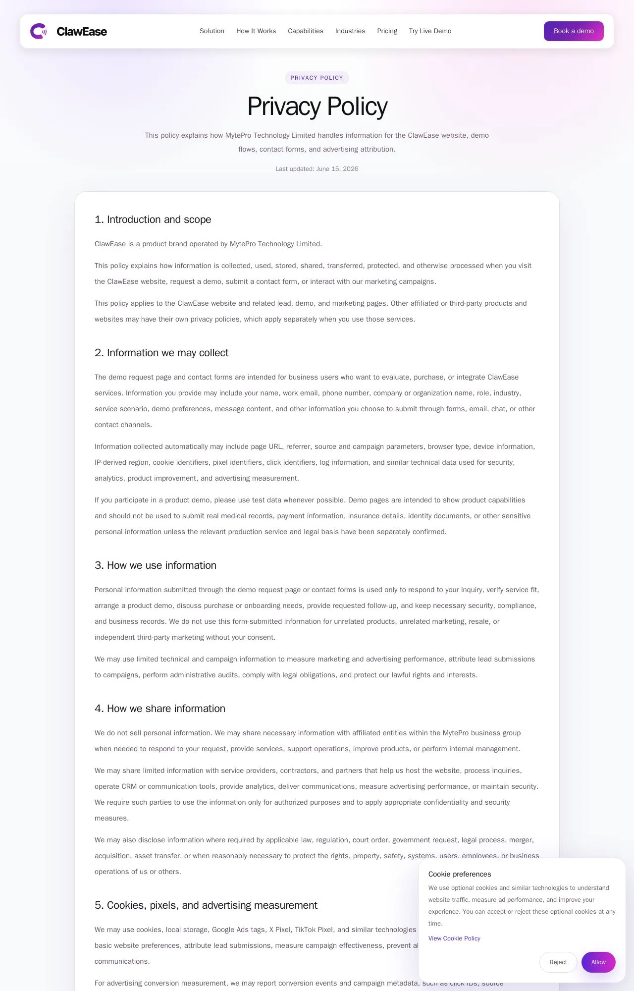 Evidence screenshot: Policy screenshot
