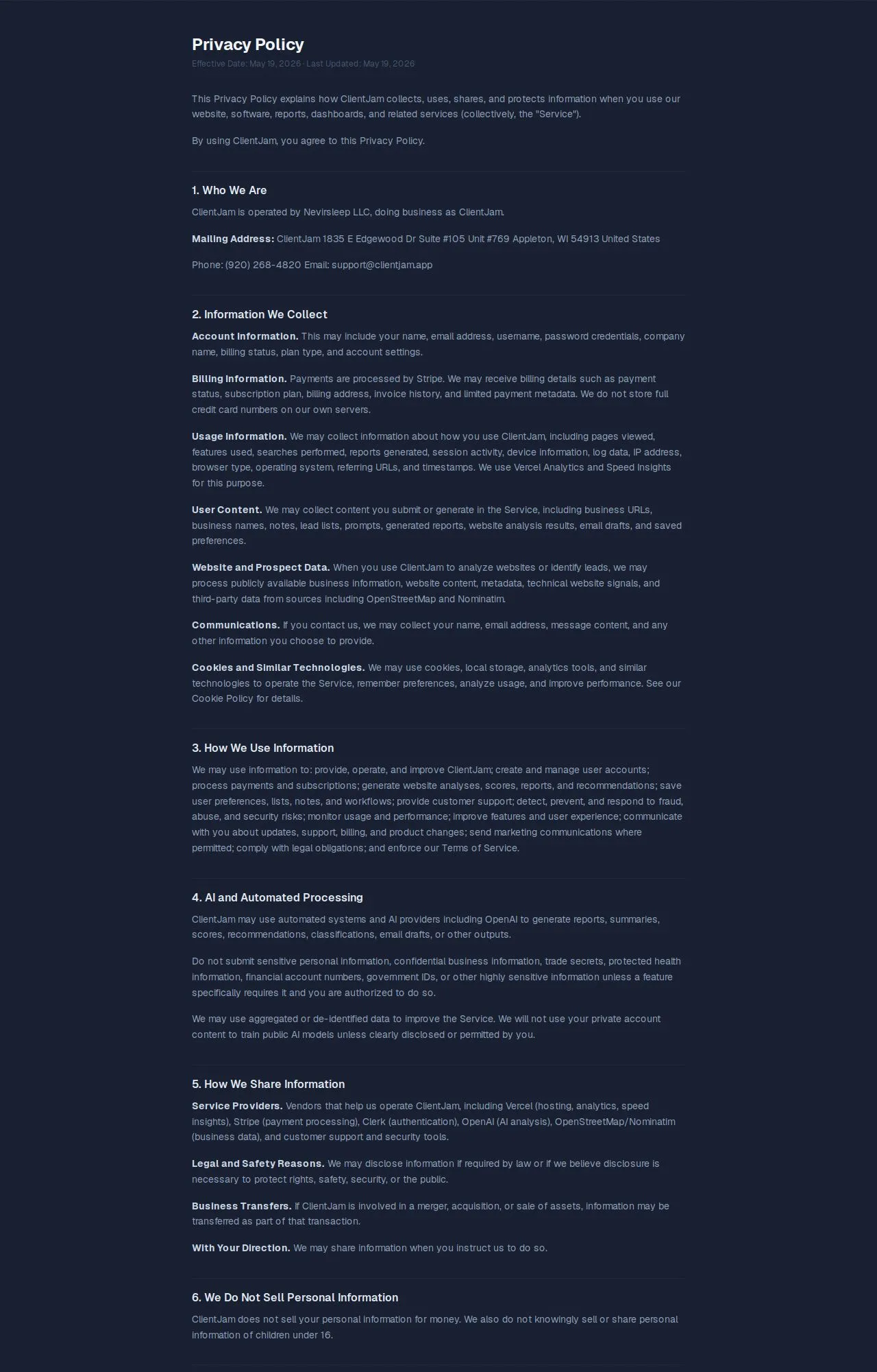Evidence screenshot: Policy screenshot