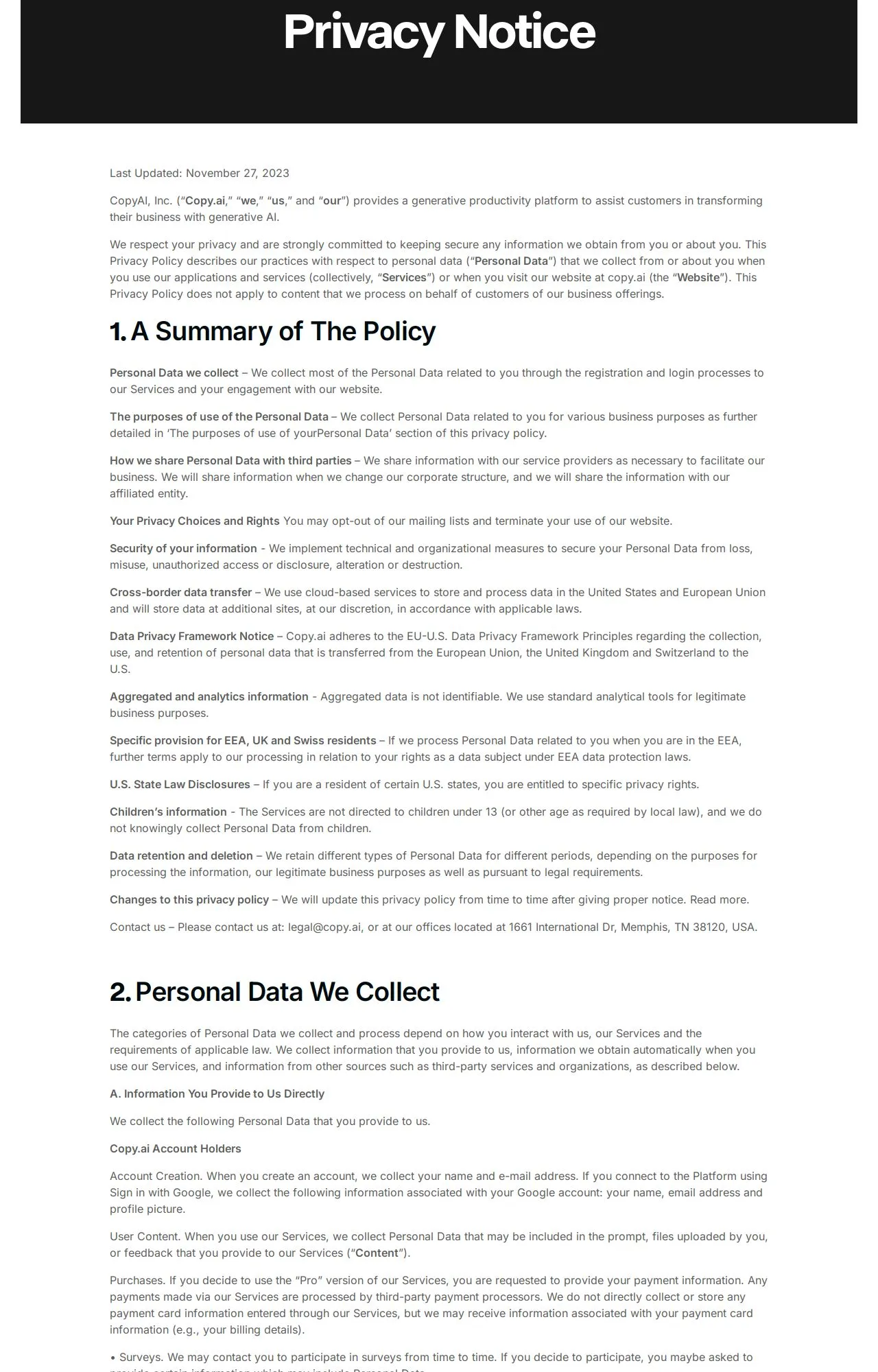 Evidence screenshot: Policy screenshot