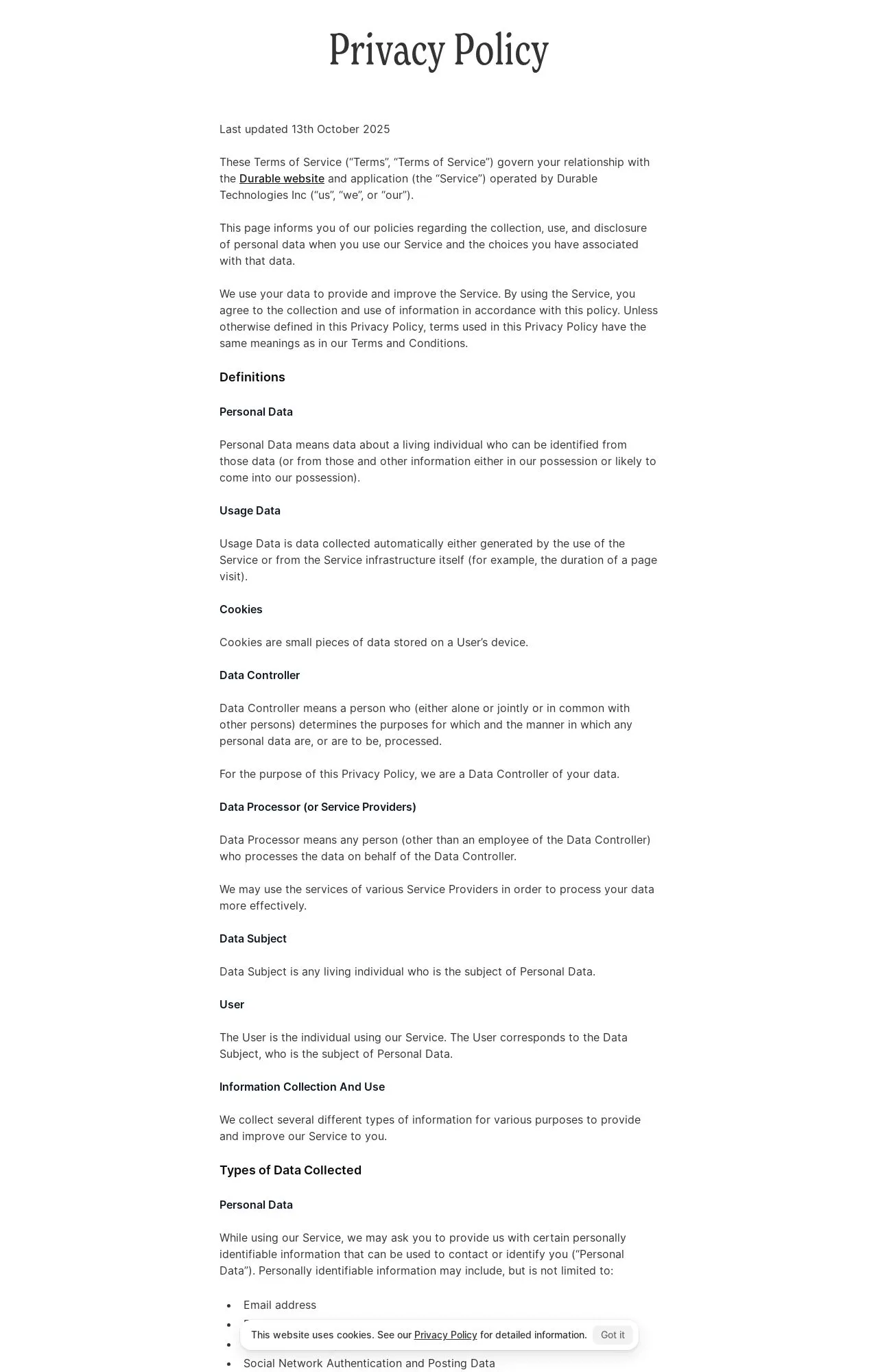 Evidence screenshot: Policy screenshot