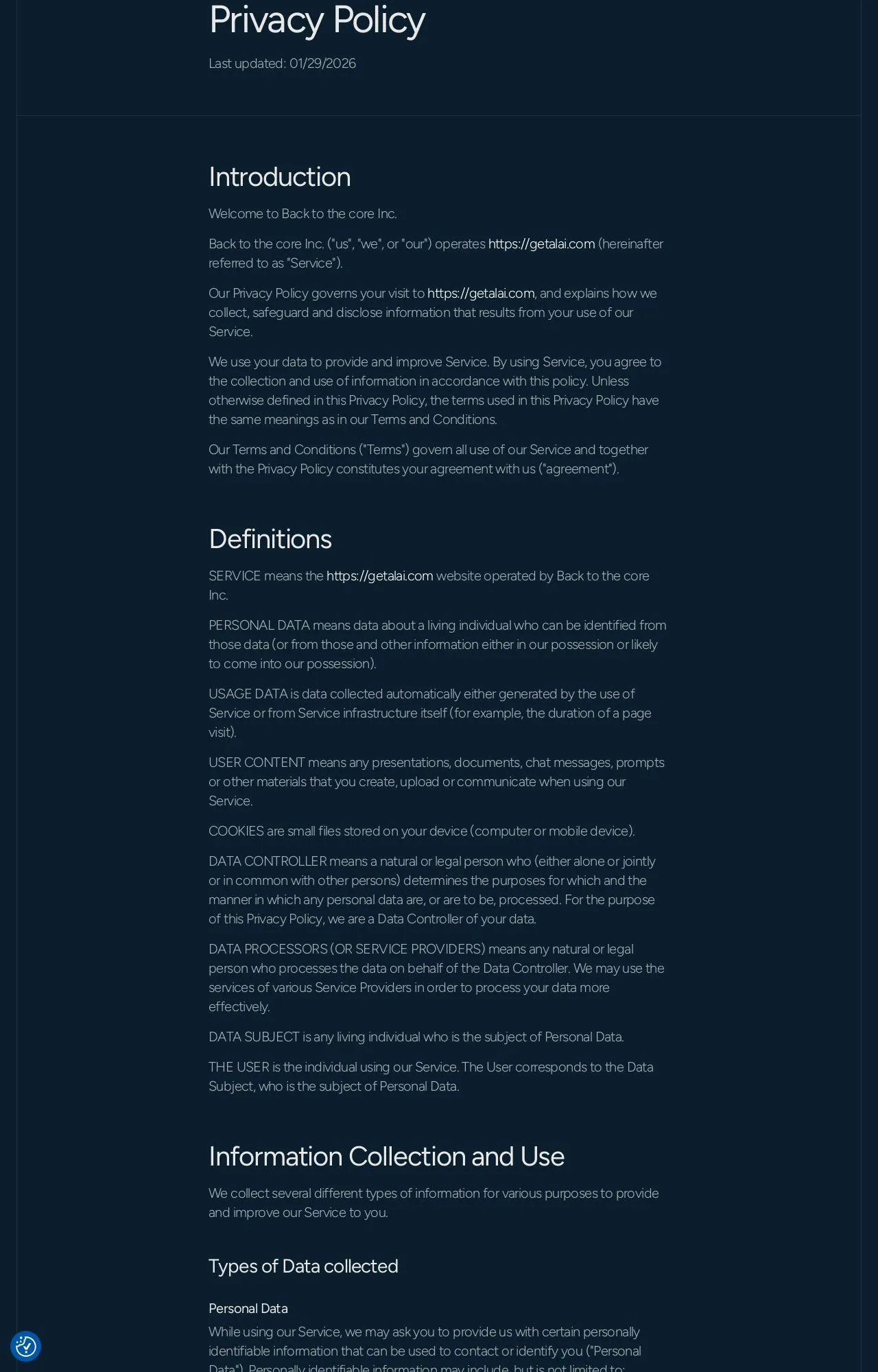 Evidence screenshot: Policy screenshot