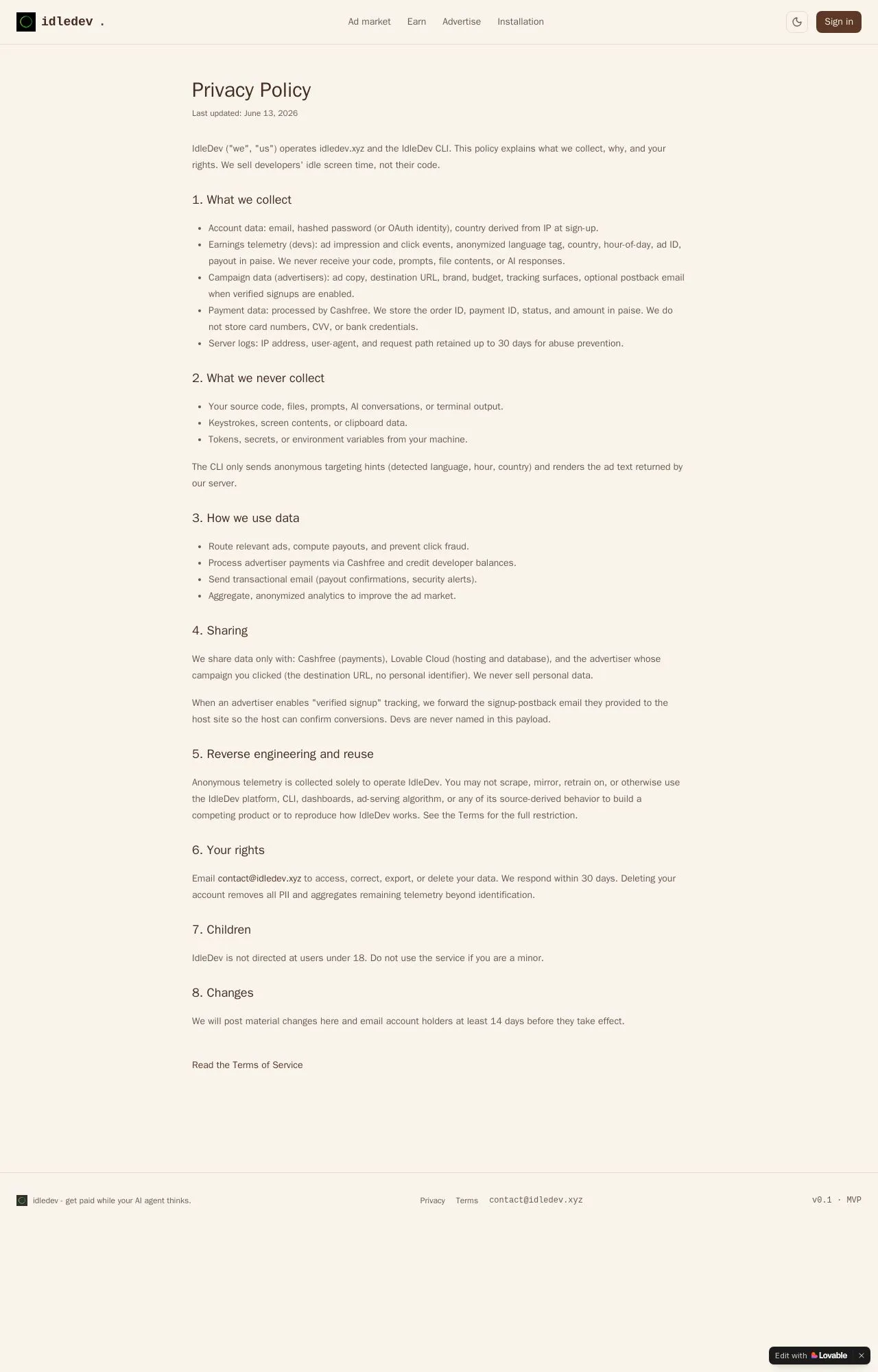 Evidence screenshot: Policy screenshot