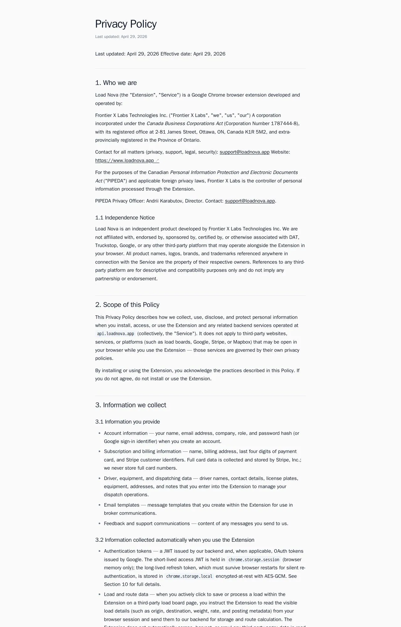 Evidence screenshot: Policy screenshot