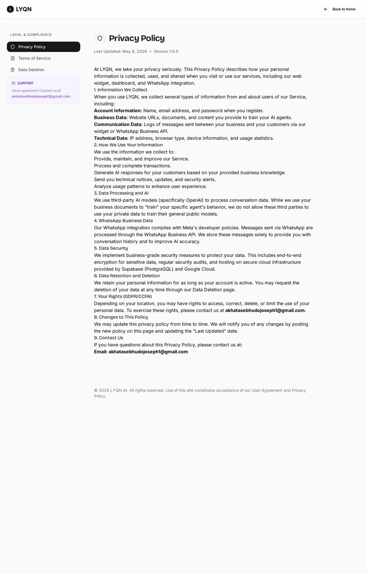 Evidence screenshot: Policy screenshot