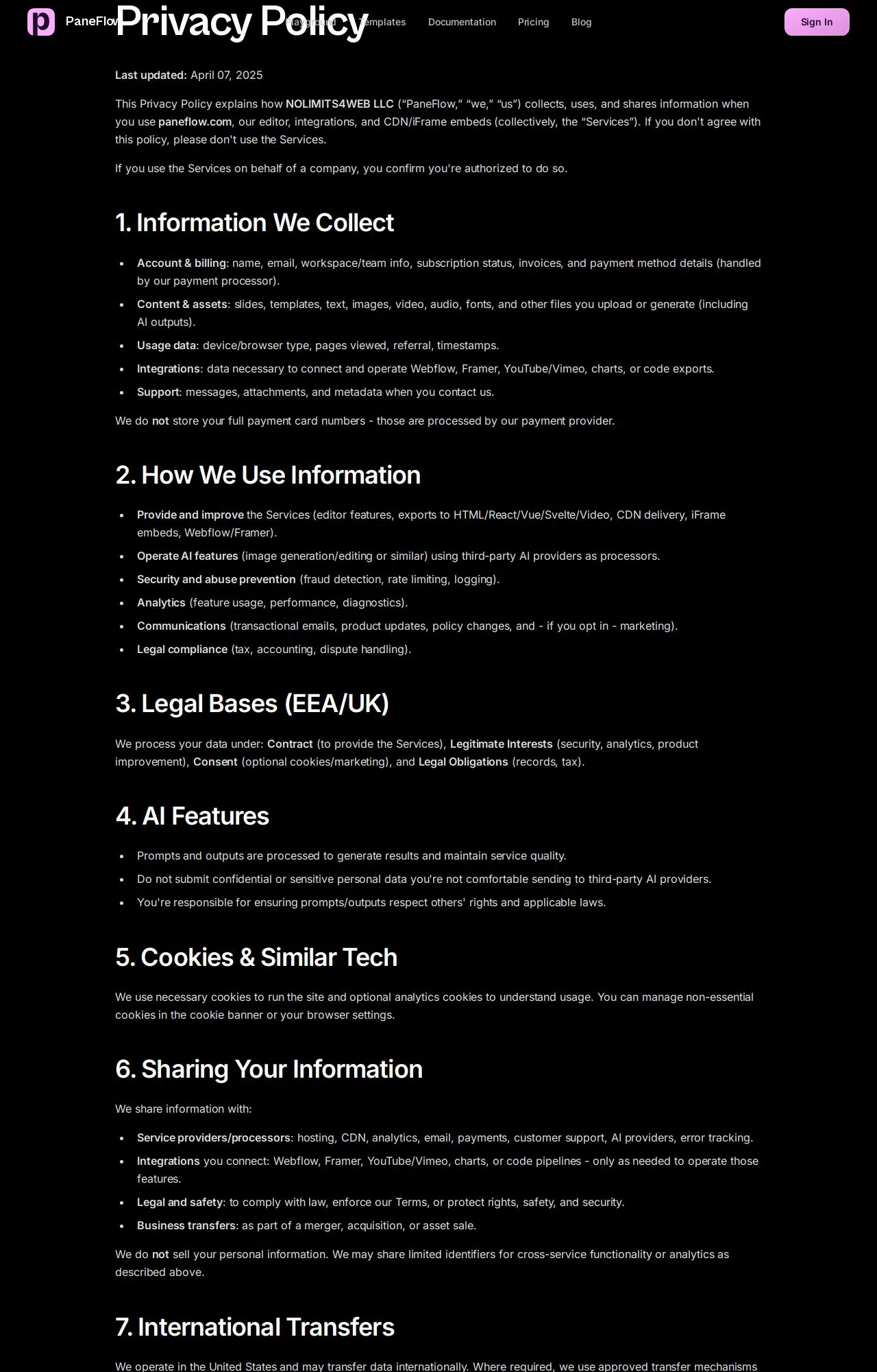 Evidence screenshot: Policy screenshot