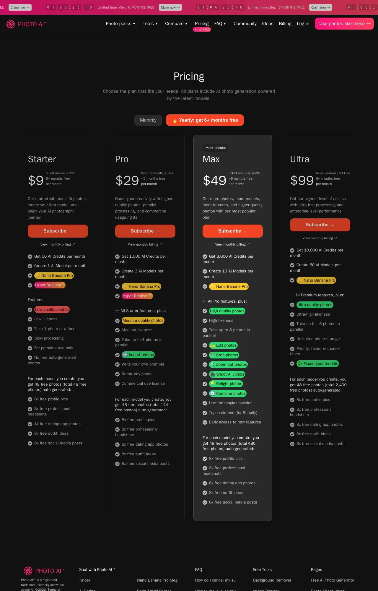 Evidence screenshot: Pricing screenshot