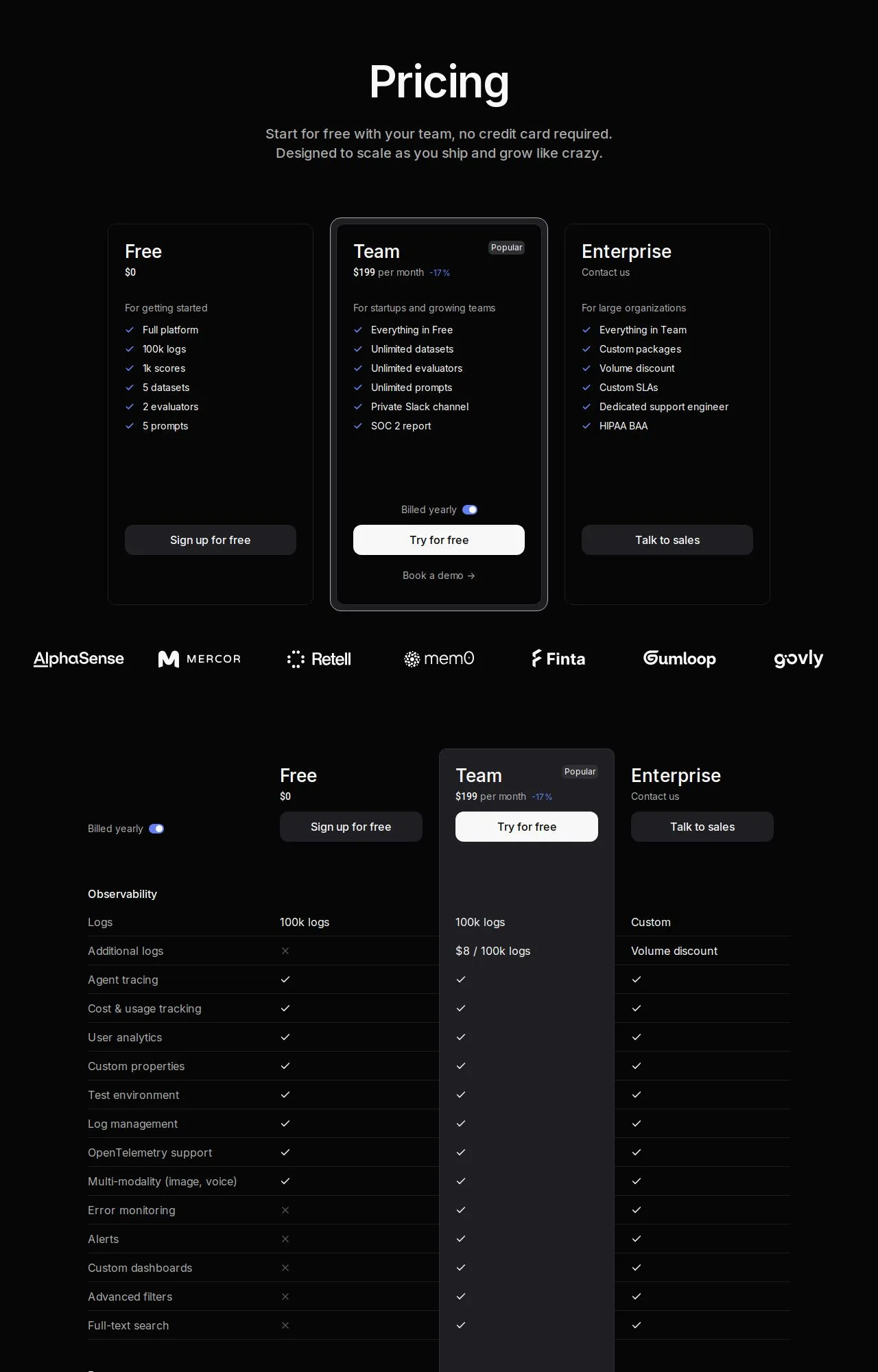 Evidence screenshot: Pricing screenshot