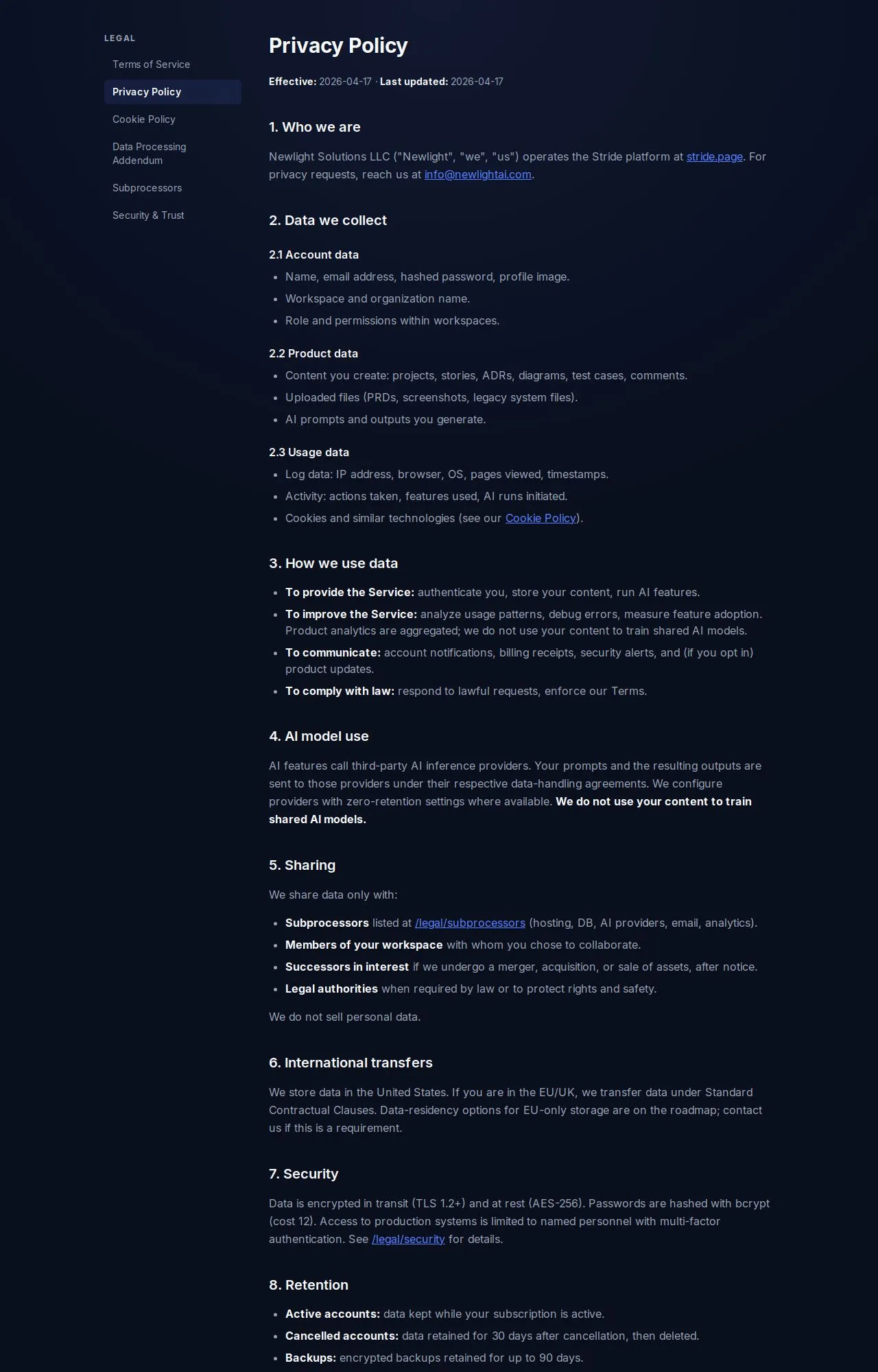 Evidence screenshot: Policy screenshot